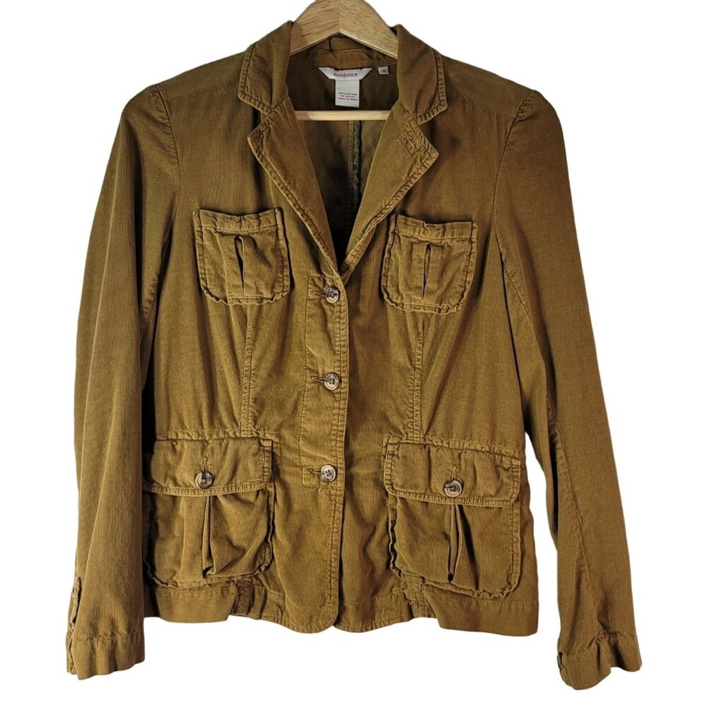 Sundance Corduroy Jacket Brown Small Back Tie 3-Button Single Breasted Blazer